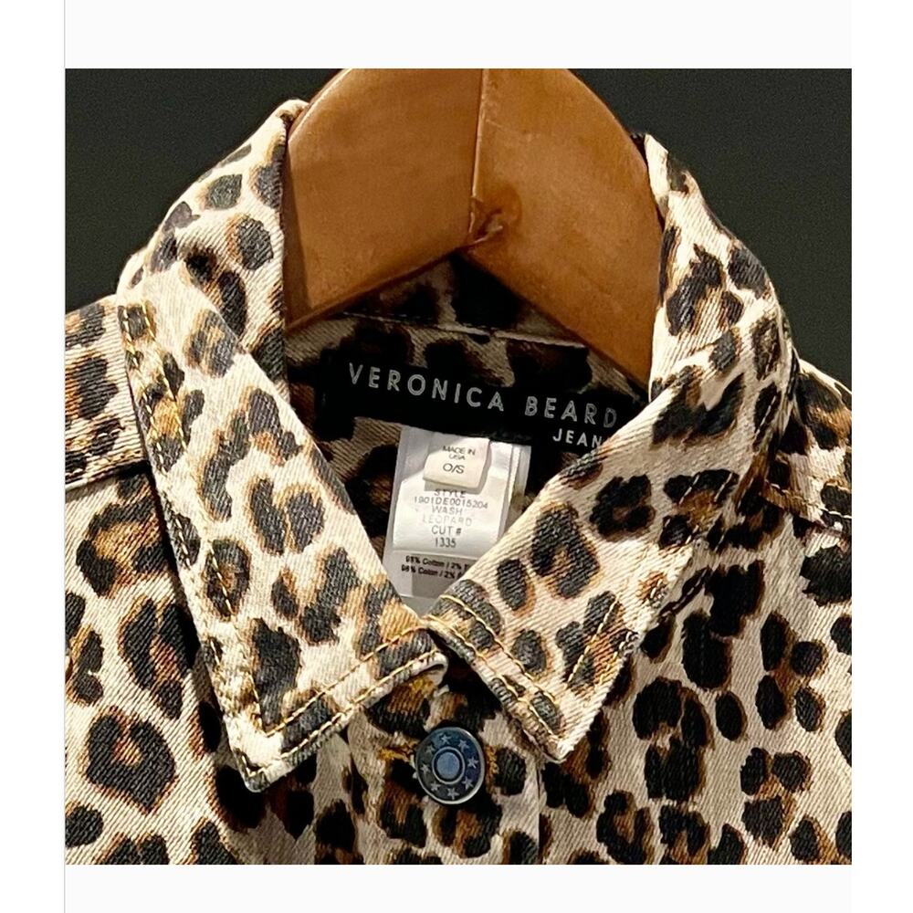 Veronica Beard Leopard Dickey S M L One Size for Blazers Tan Black Denim Cheetah - Picture 6 of 9